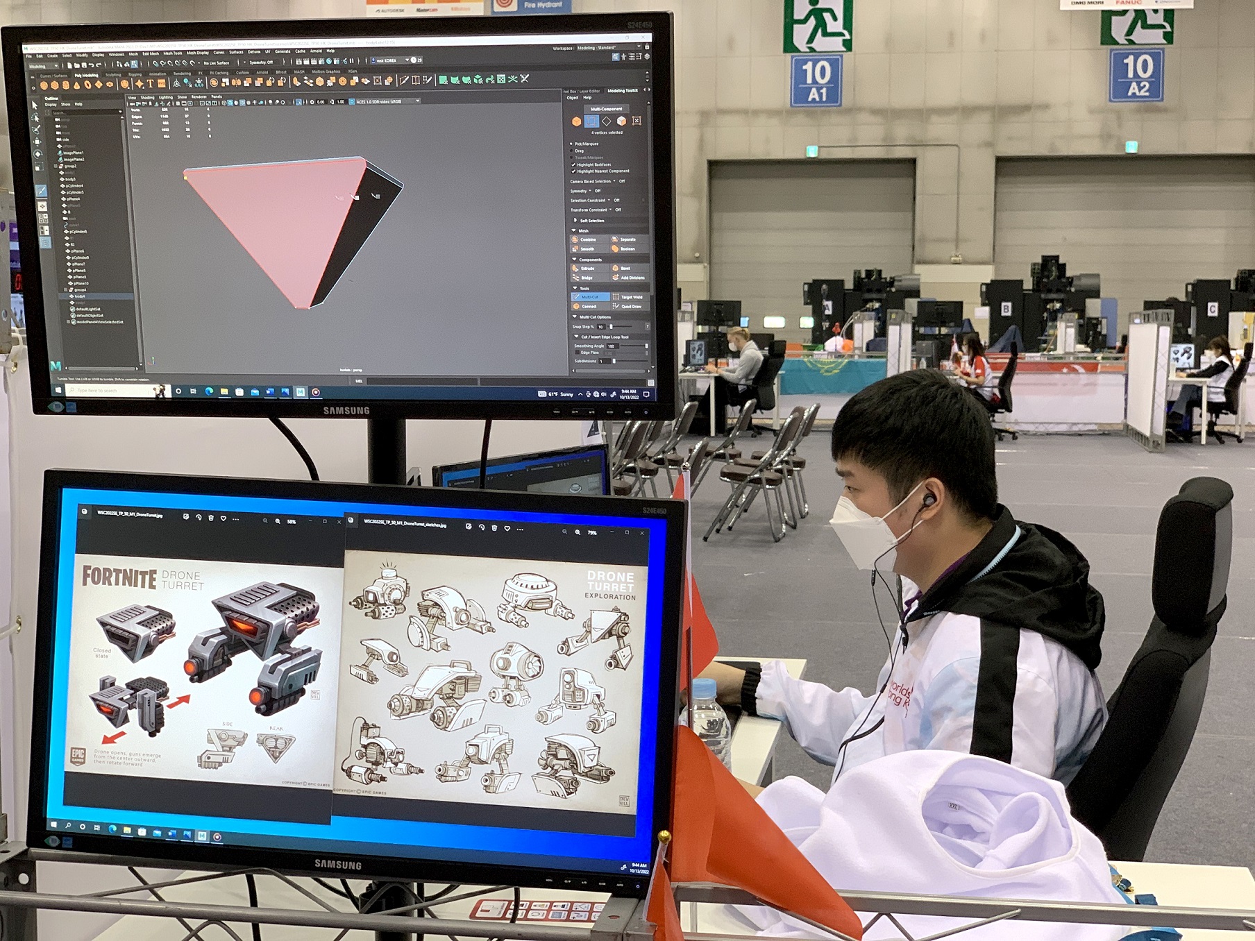 IVE遊戲及動畫高級文憑畢業生陳廷鋆參在韓國舉行的「3D遊戲技藝」項目，獲得優異獎章